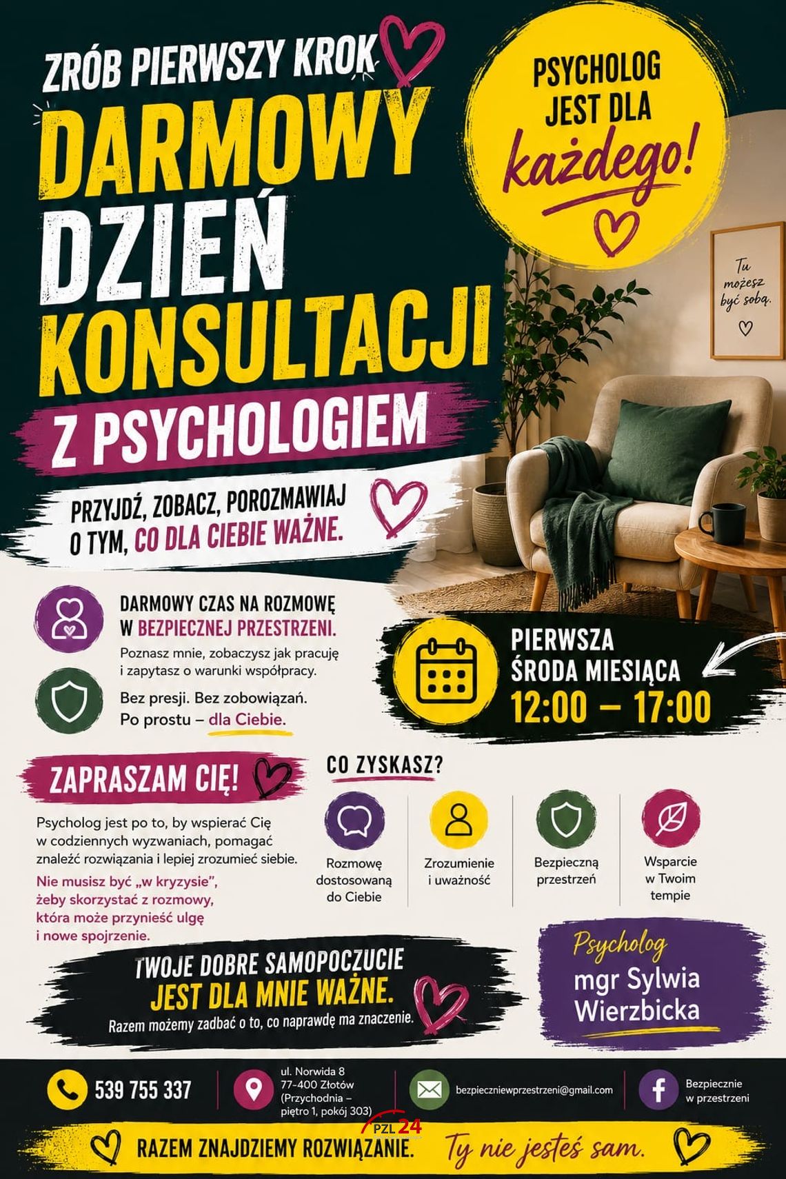 Darmowy dzień konsultacji z psychologiem w Złotowie. To szansa, by zrobić pierwszy krok