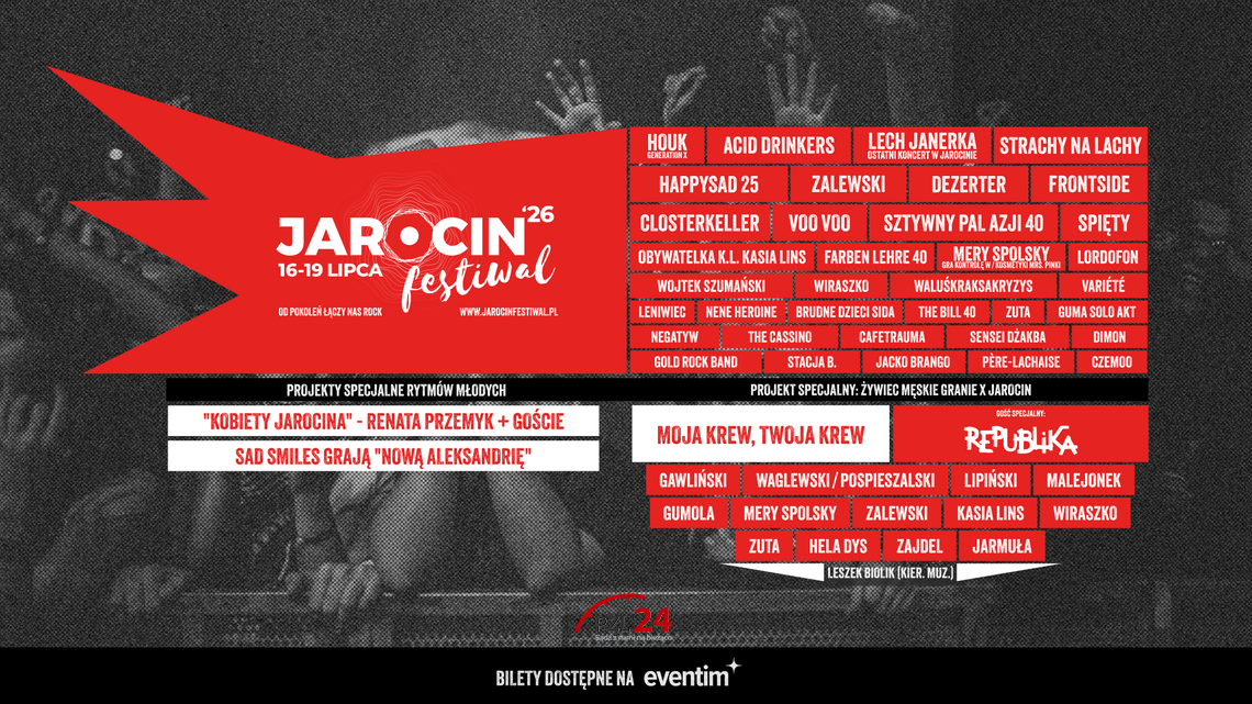 Jarocin Festival 2026: ruszył podział na sceny i dni. Wystartowała sprzedaż biletów jednodniowych Jarocin Festival 2026: ruszył podział na sceny i dni. Wystartowała sprzedaż biletów jednodniowych