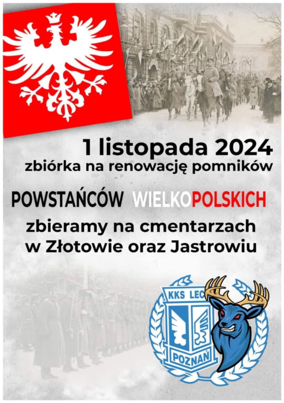 Kibice Lecha Poznań będą zbierać fundusze na renowację pomników Powstańców Wielkopolskich