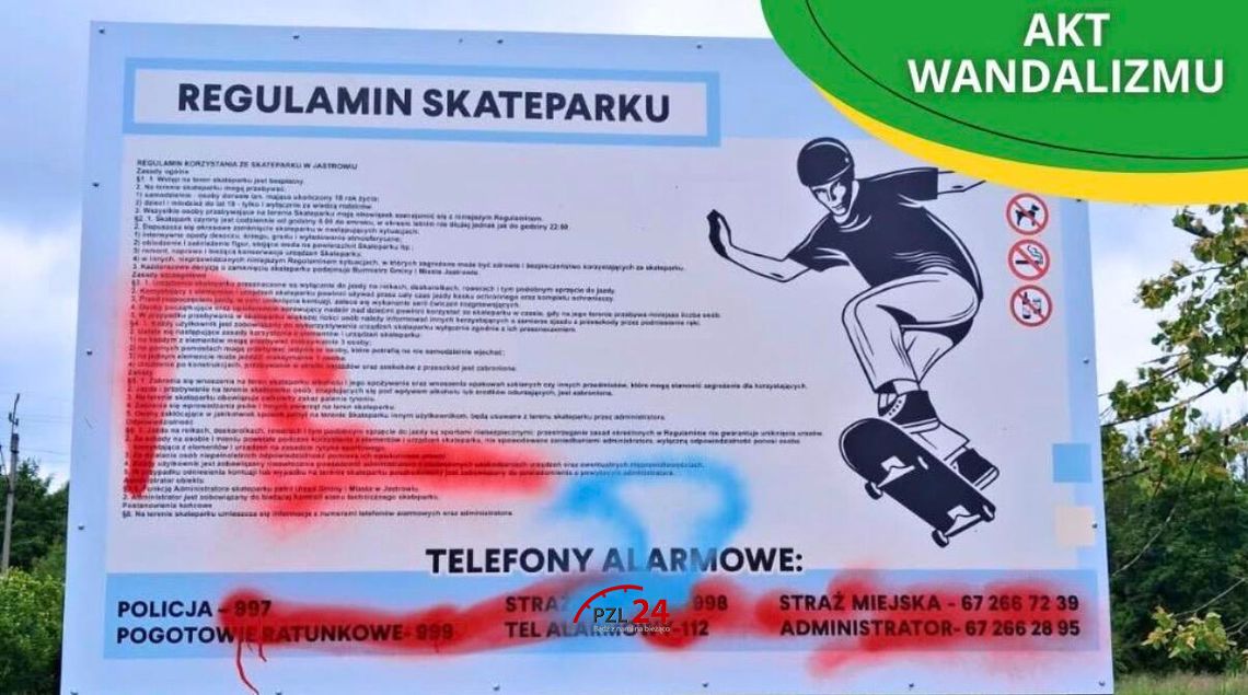 Nowa tablica przetrwała zaledwie jeden dzień. Akt wandalizmu na skateparku w Jastrowiu Nowa tablica przetrwała zaledwie jeden dzień. Akt wandalizmu na skateparku w Jastrowiu