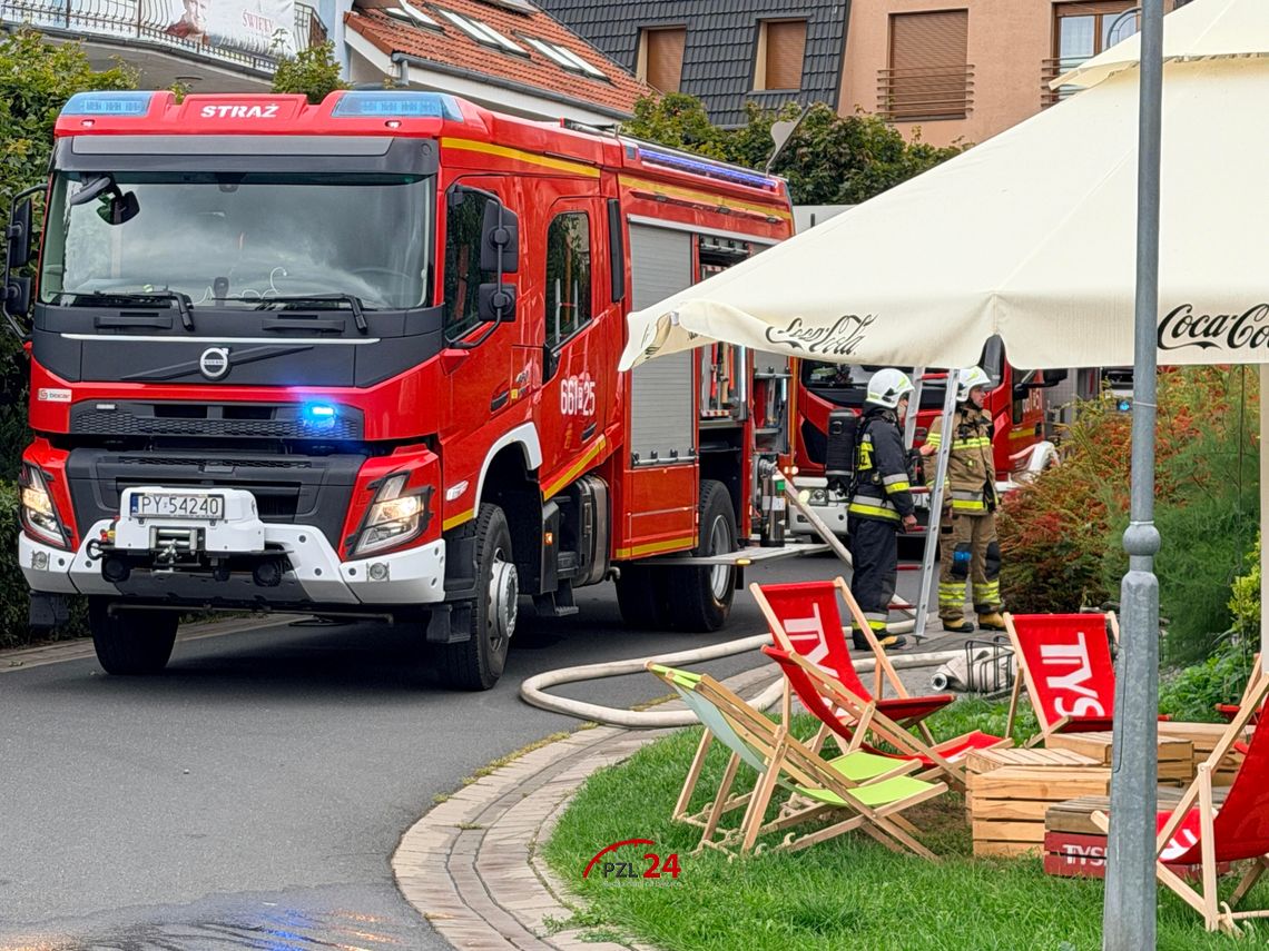 Pożar przy Restauracji Promenada w Złotowie. Ogień pojawił się w pomieszczeniu gospodarczym