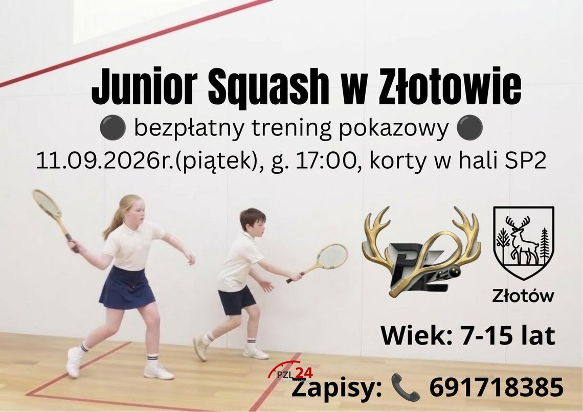 Squash – najzdrowszy sport świata zawita do Złotowa! Bezpłatne treningi dla dzieci i młodzieży Squash – najzdrowszy sport świata zawita do Złotowa! Bezpłatne treningi dla dzieci i młodzieży
