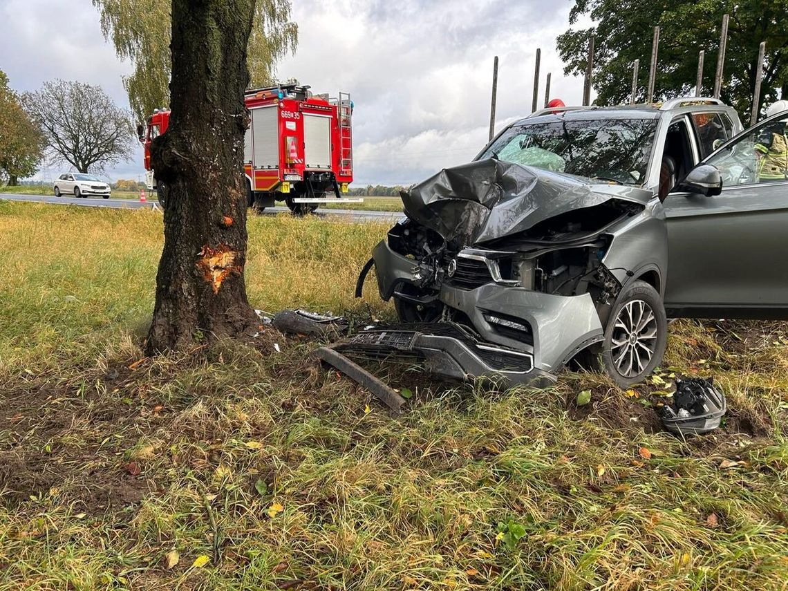 Wypadek w pobliżu Lubniczki – samochód osobowy uderzył w drzewo Wypadek w pobliżu Lubniczki – samochód osobowy uderzył w drzewo